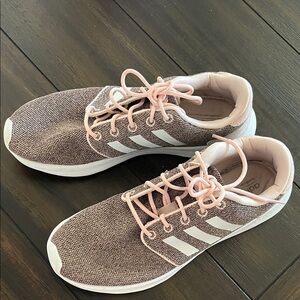 Adidas Women's Pink and White Knit Sneakers